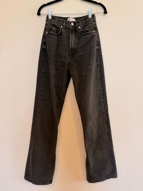 Zara Charcoal Black High-Rise Straight Jeans